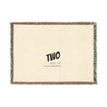 Two Woven Throw Blanket — Minimal Number "TWO" Design, Cozy Fringed Decorative Blanket
