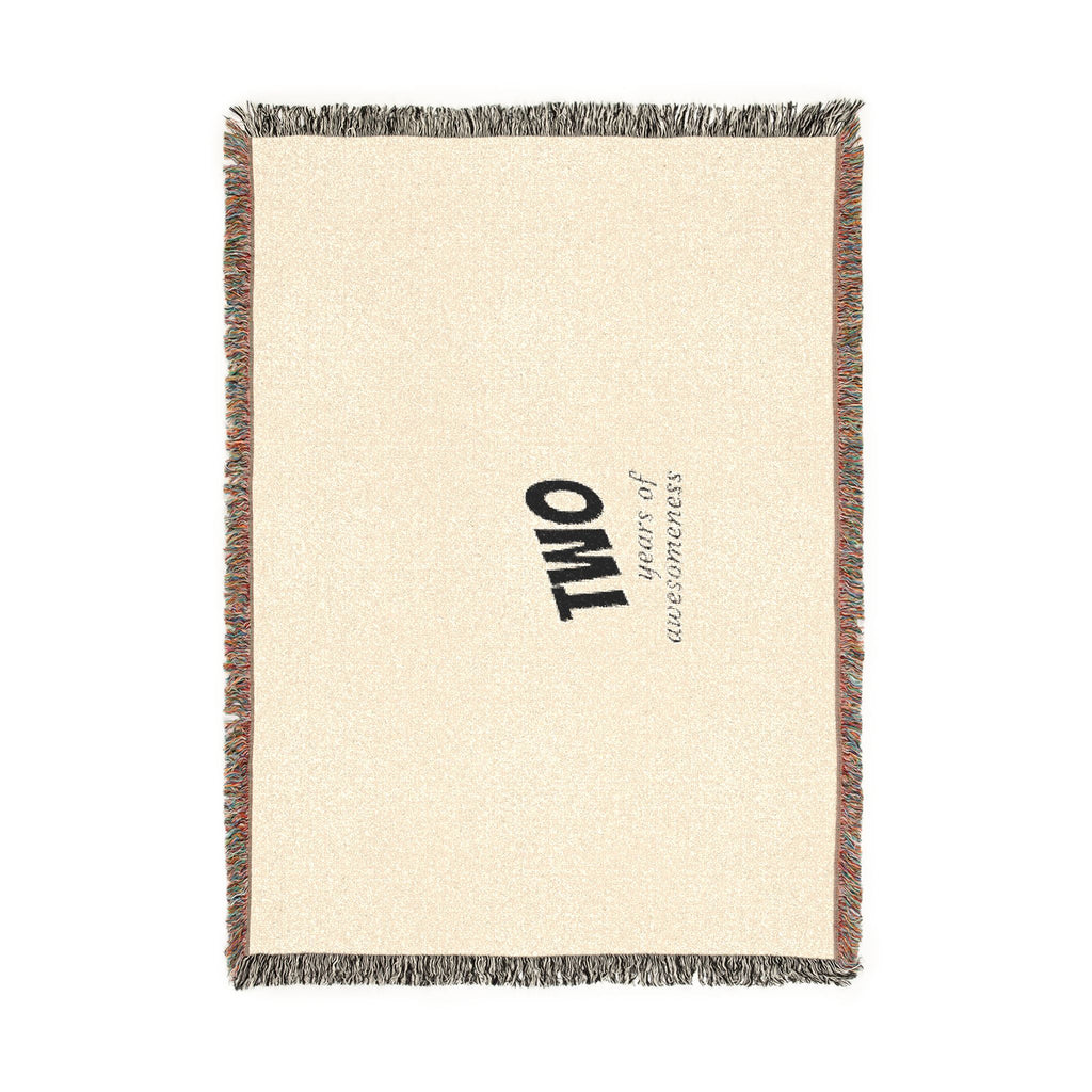 Two Woven Throw Blanket — Minimal Number "TWO" Design, Cozy Fringed Decorative Blanket